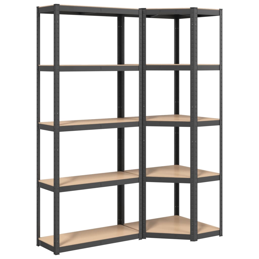 Rack de stockage Vidaxl 5 couches 2 st en acier en bois transformé en bois d'anthracite