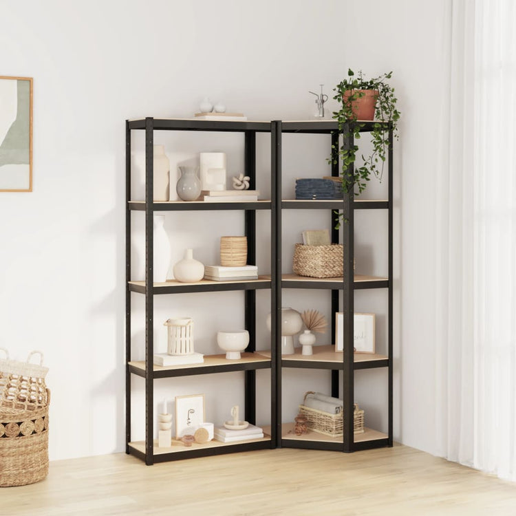 Rack de stockage Vidaxl 5 couches 2 st en acier en bois transformé en bois d'anthracite