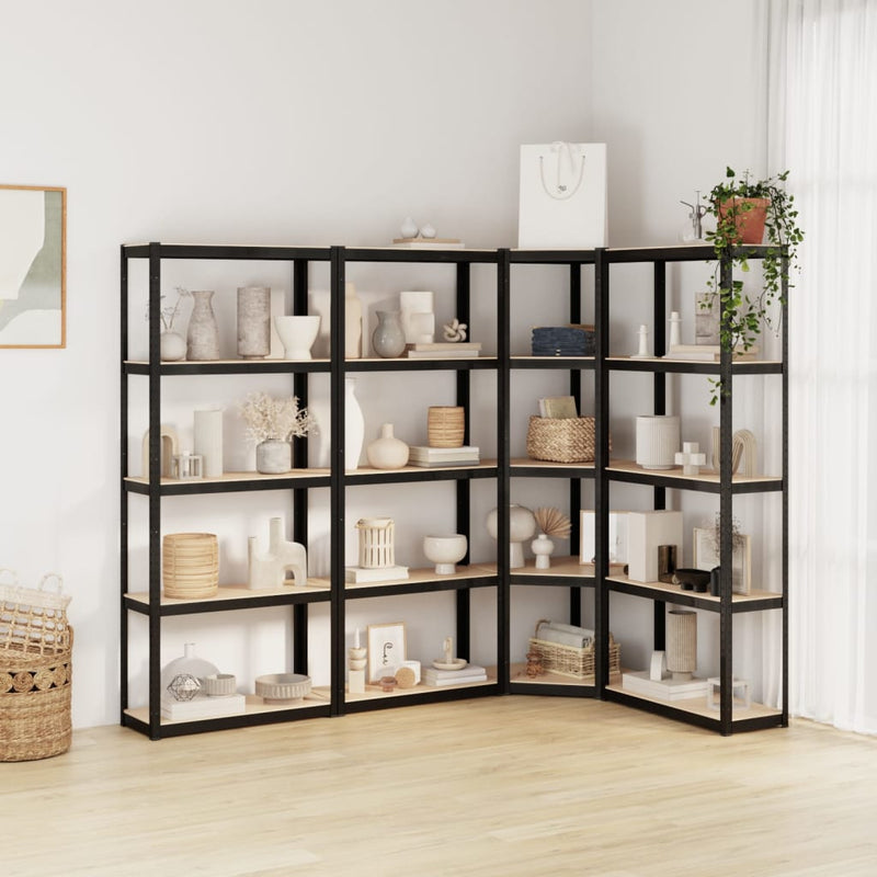 Racks de rangement Vidaxl 4 ST 5 couches en acier et couleur anthracite en bois transformé