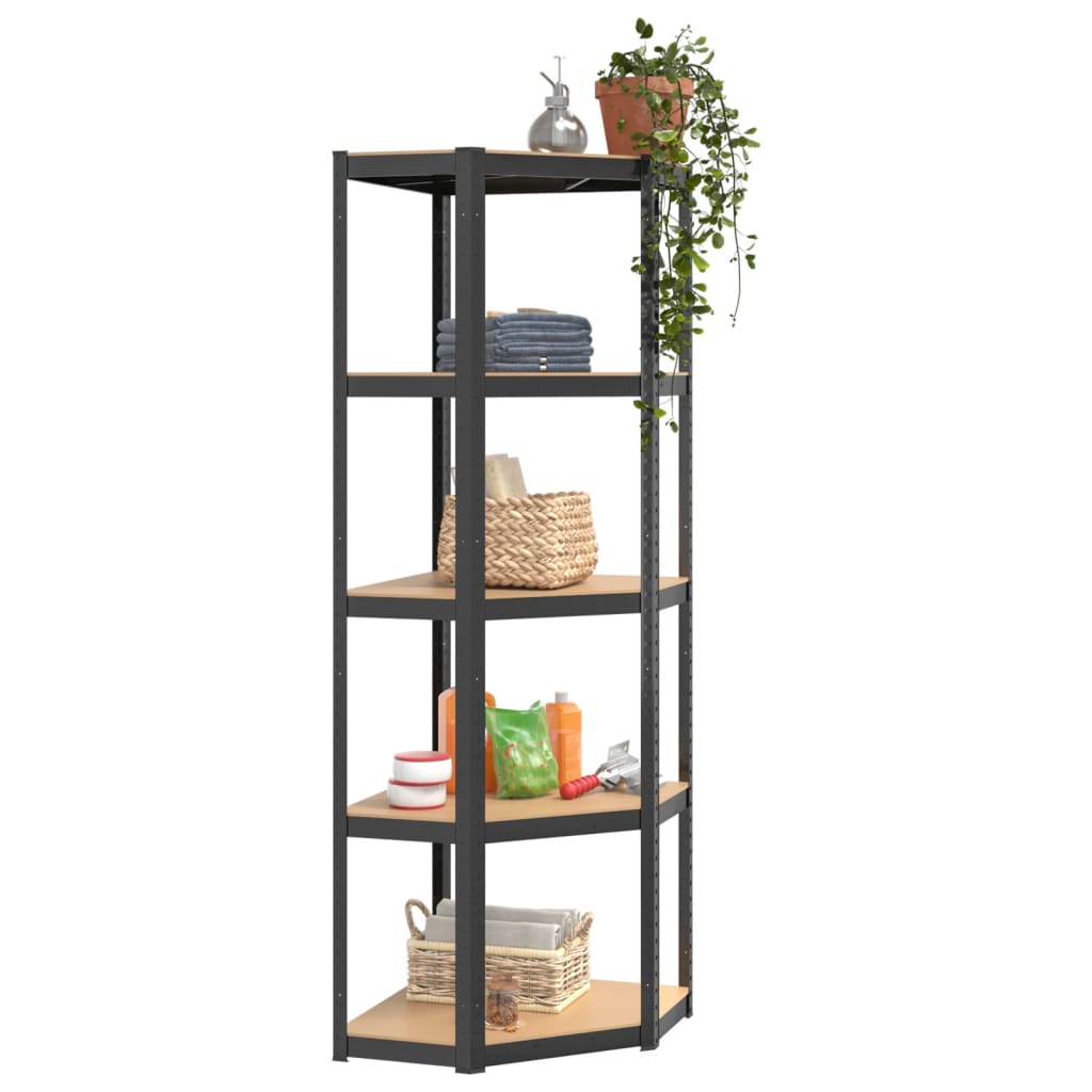 Rack de stockage Vidaxl 5 couches 5 ST en acier en bois transformé en bois d'anthracite