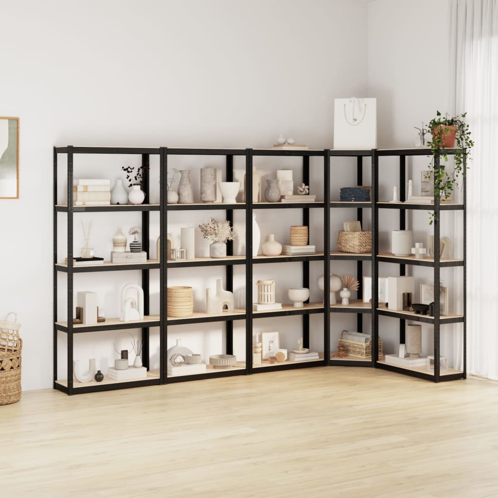 Rack de stockage Vidaxl 5 couches 5 ST en acier en bois transformé en bois d'anthracite