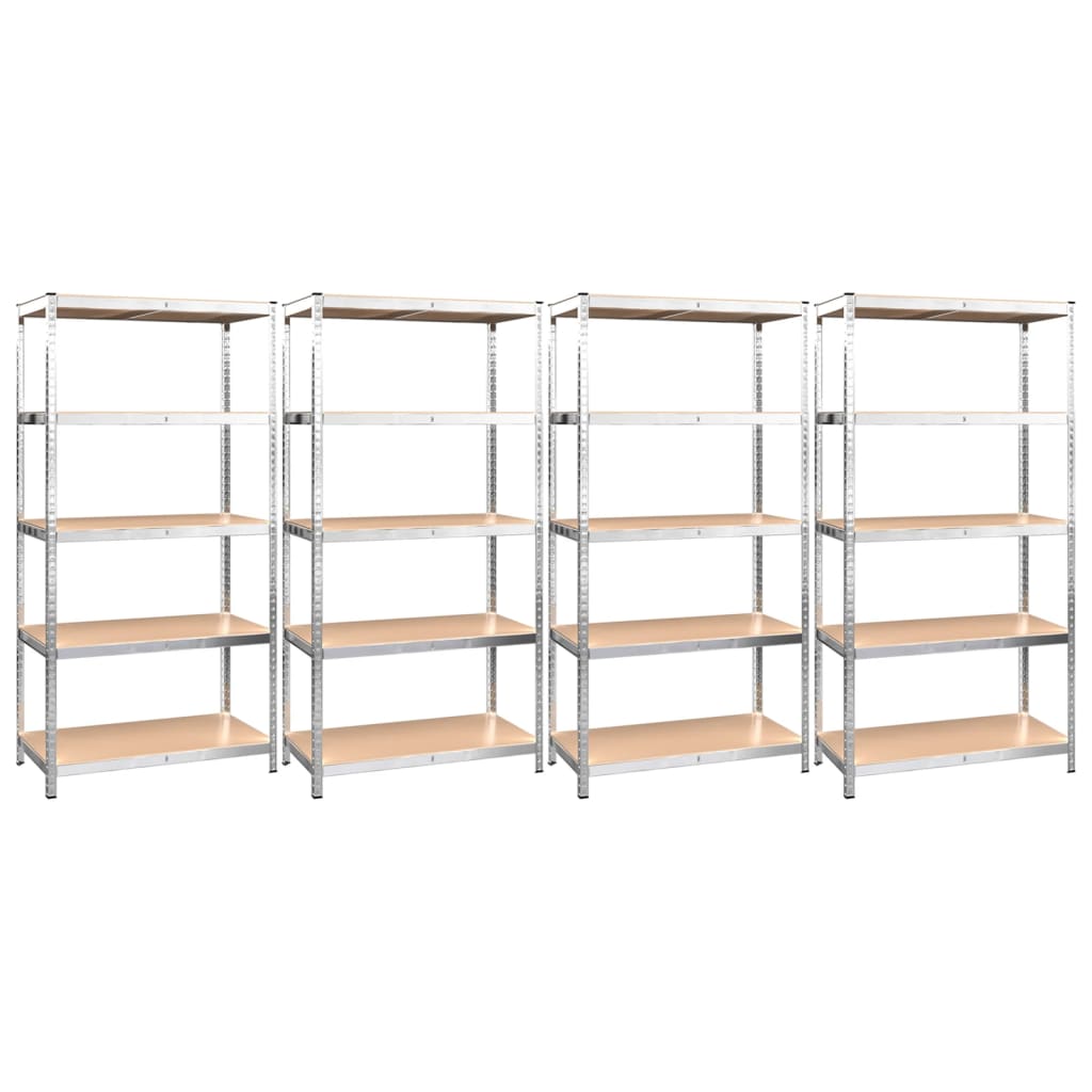 Racks de rangement Vidaxl 5 couches 4 st en acier et argent en bois transformé de couleur