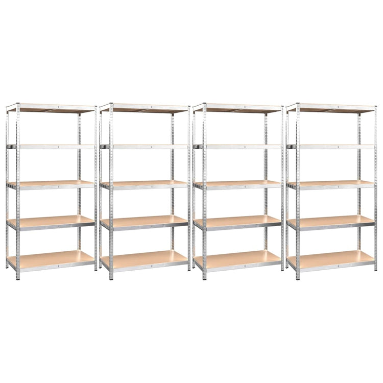Racks de rangement Vidaxl 5 couches 4 st en acier et argent en bois transformé de couleur
