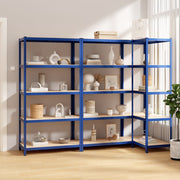 Racks de rangement Vidaxl 3 acier à 5 couches et bleu en bois transformé - afbeelding 1