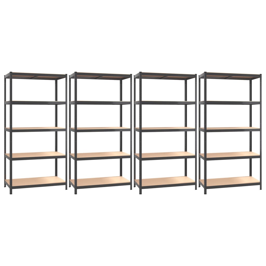 Racks de rangement Vidaxl 4 ST 5 couches en acier et couleur anthracite en bois transformé