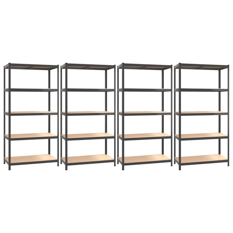 Racks de rangement Vidaxl 4 ST 5 couches en acier et couleur anthracite en bois transformé