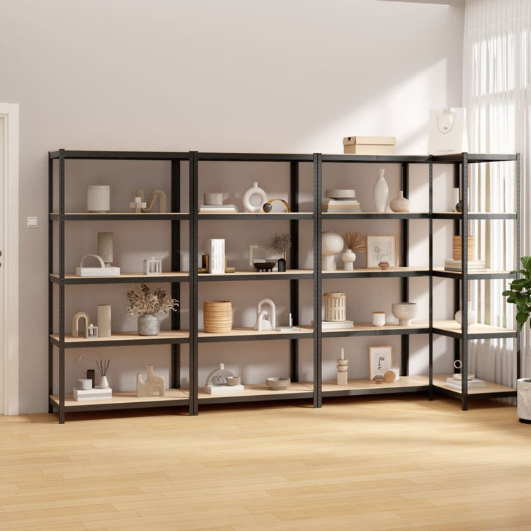 Racks de rangement Vidaxl 4 ST 5 couches en acier et couleur anthracite en bois transformé