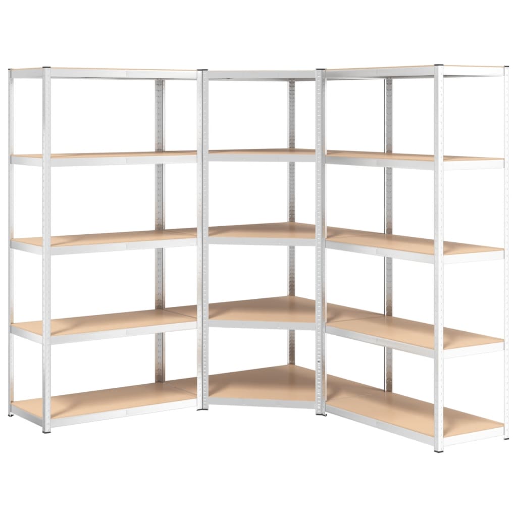 Rack de stockage Vidaxl 5 couches 3 st en acier et en argent en bois transformé de couleur
