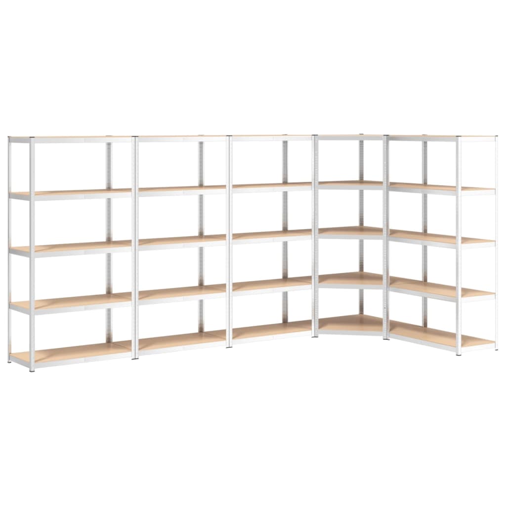 Racks de rangement Vidaxl 5 couches 5 ST en acier et en bois transformé de couleur
