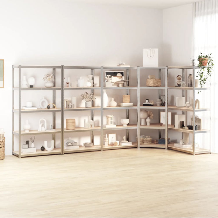 Racks de rangement Vidaxl 5 couches 5 ST en acier et en bois transformé de couleur