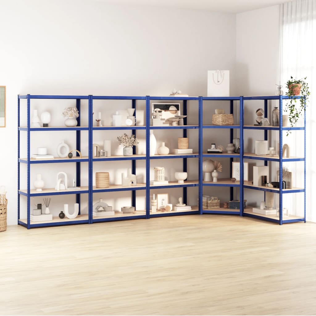 Rack de stockage Vidaxl 5 couches 5 ST en acier en bois Bleu