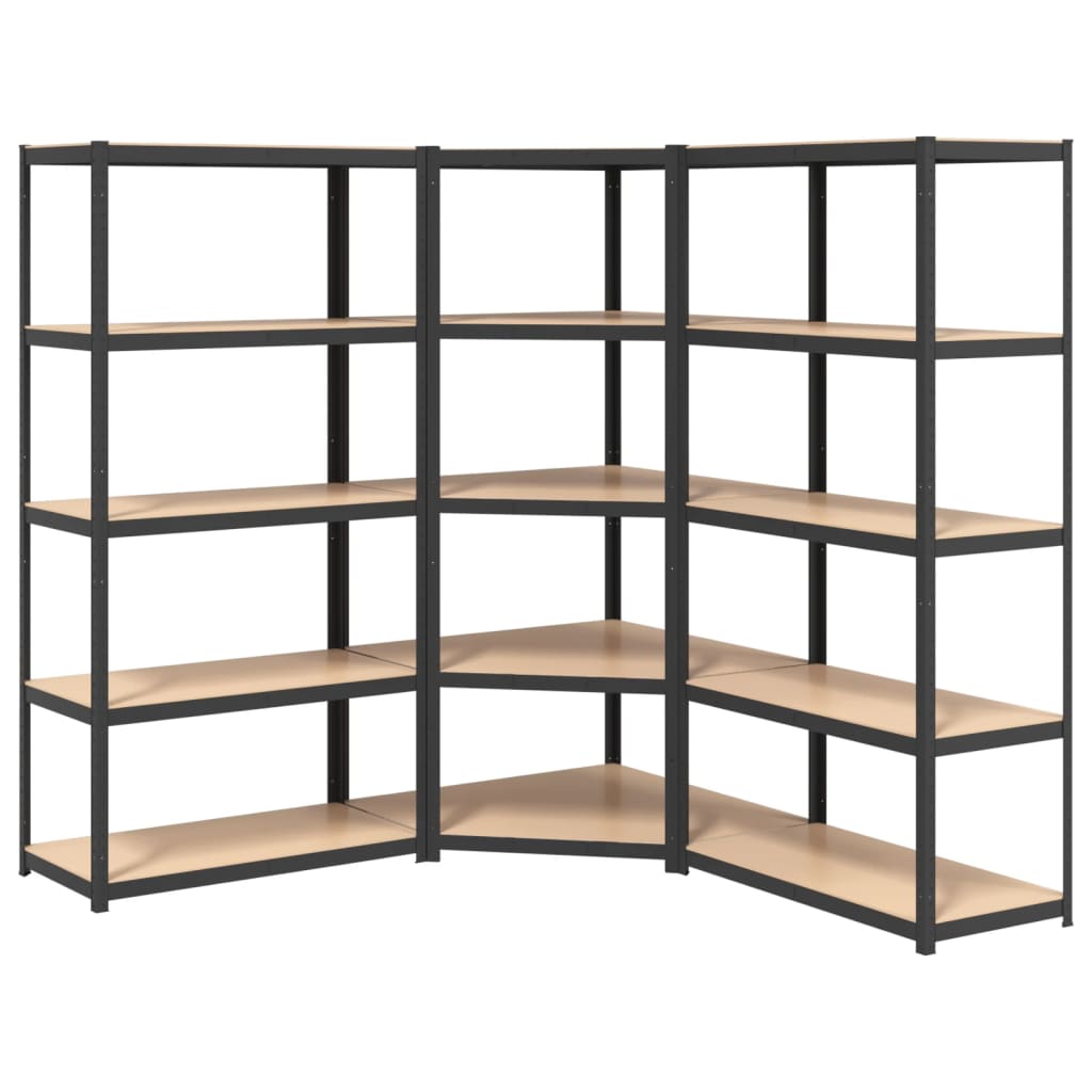 Vidaxl StorageGrekkken 5 couches 3 st en acier en bois transformé en bois d'anthracite