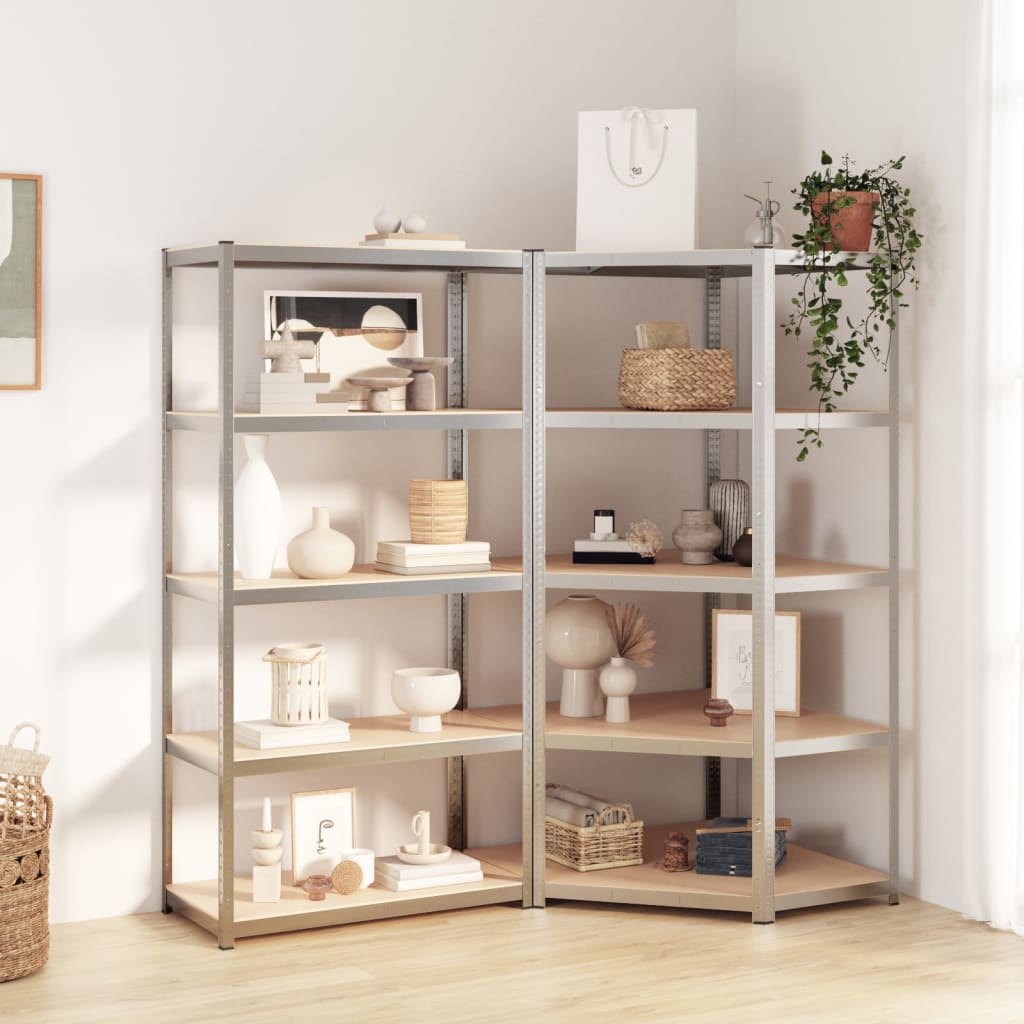Racks de rangement Vidaxl 5 couches 2 st en acier et en bois transformé de couleur