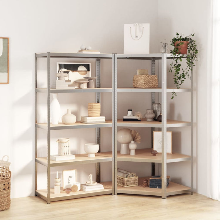 Racks de rangement Vidaxl 5 couches 2 st en acier et en bois transformé de couleur