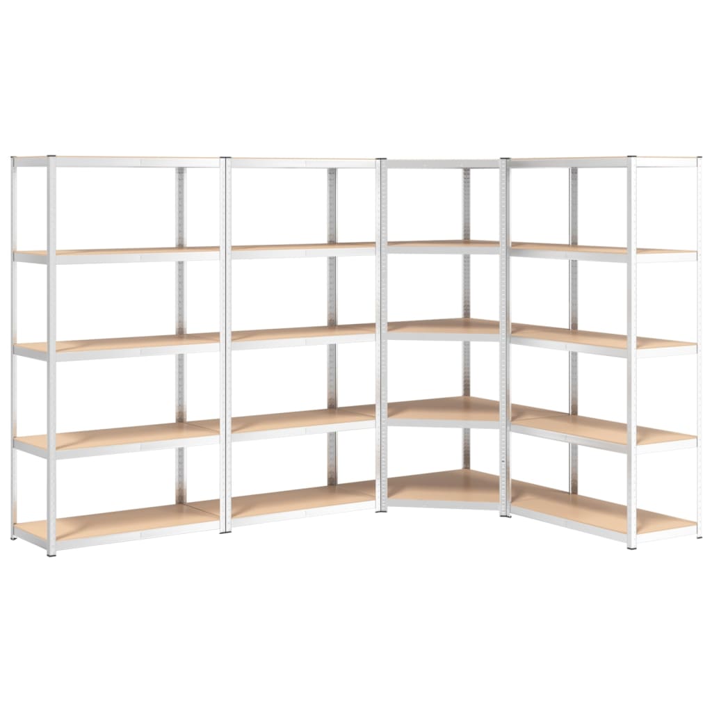 Racks de rangement Vidaxl 5 couches 4 st en acier et argent en bois transformé de couleur