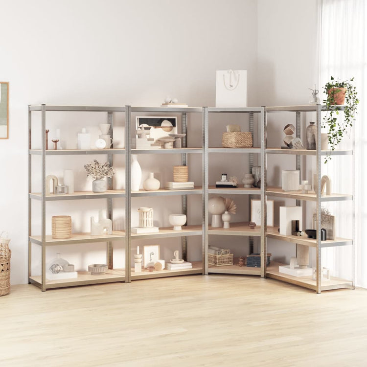 Racks de rangement Vidaxl 5 couches 4 st en acier et argent en bois transformé de couleur