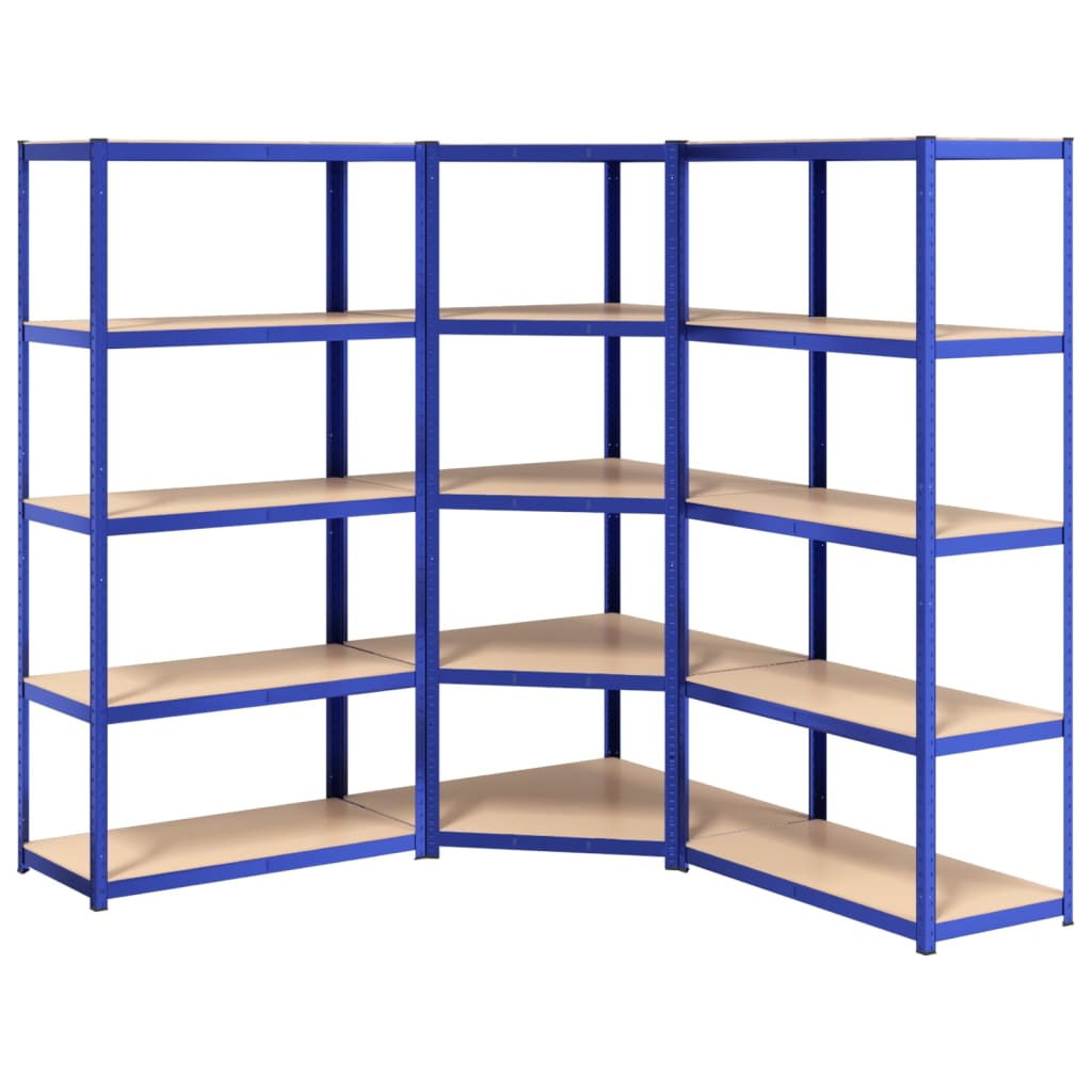 Racks de rangement Vidaxl 3 acier à 5 couches et bleu en bois transformé