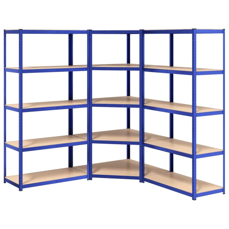 Racks de rangement Vidaxl 3 acier à 5 couches et bleu en bois transformé