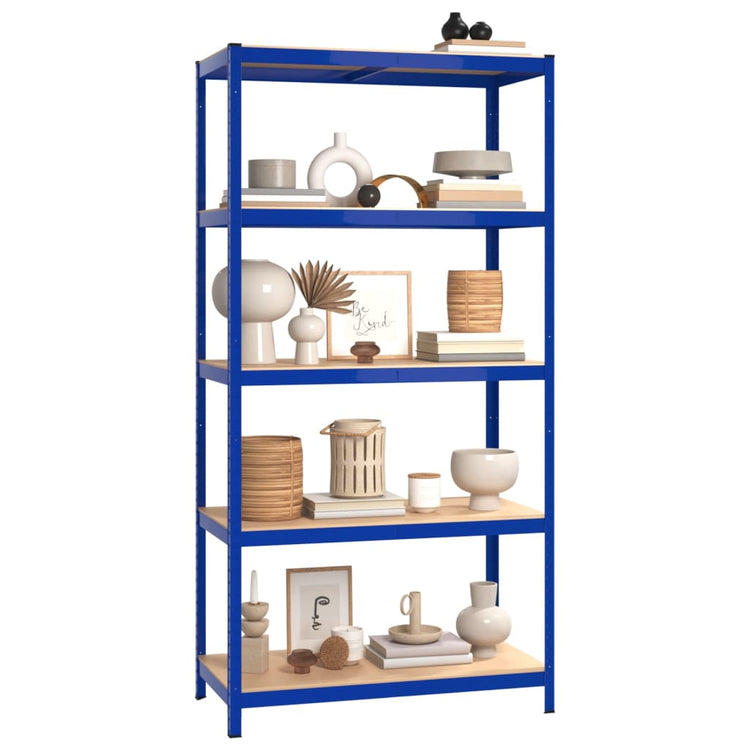 Racks de rangement Vidaxl 3 acier à 5 couches et bleu en bois transformé