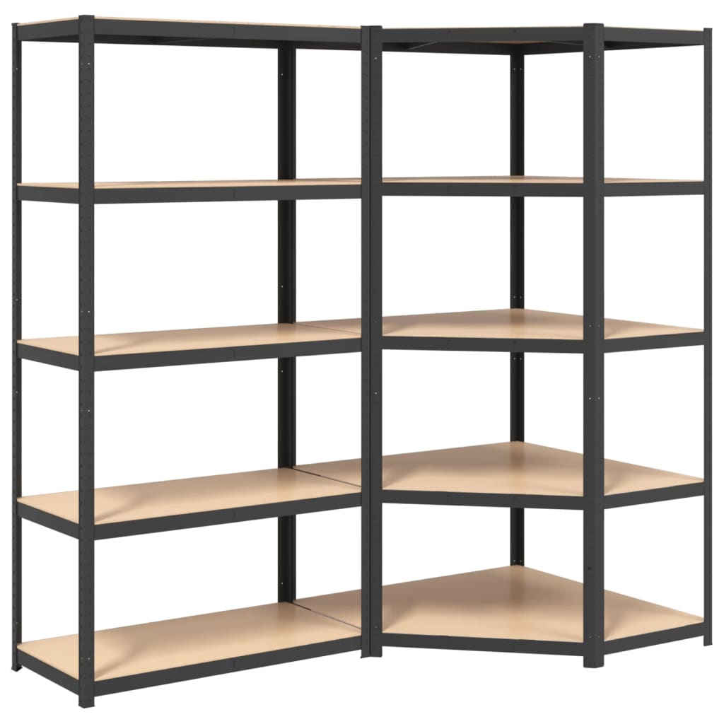 Racks de stockage Vidaxl 5 couches 2 st en acier en bois transformé en bois d'anthracite