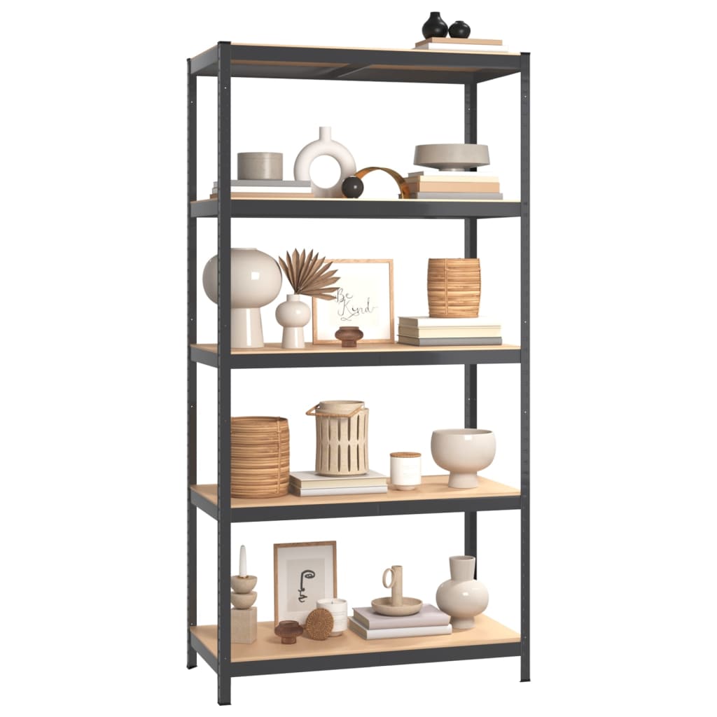 Racks de stockage Vidaxl 5 couches 2 st en acier en bois transformé en bois d'anthracite