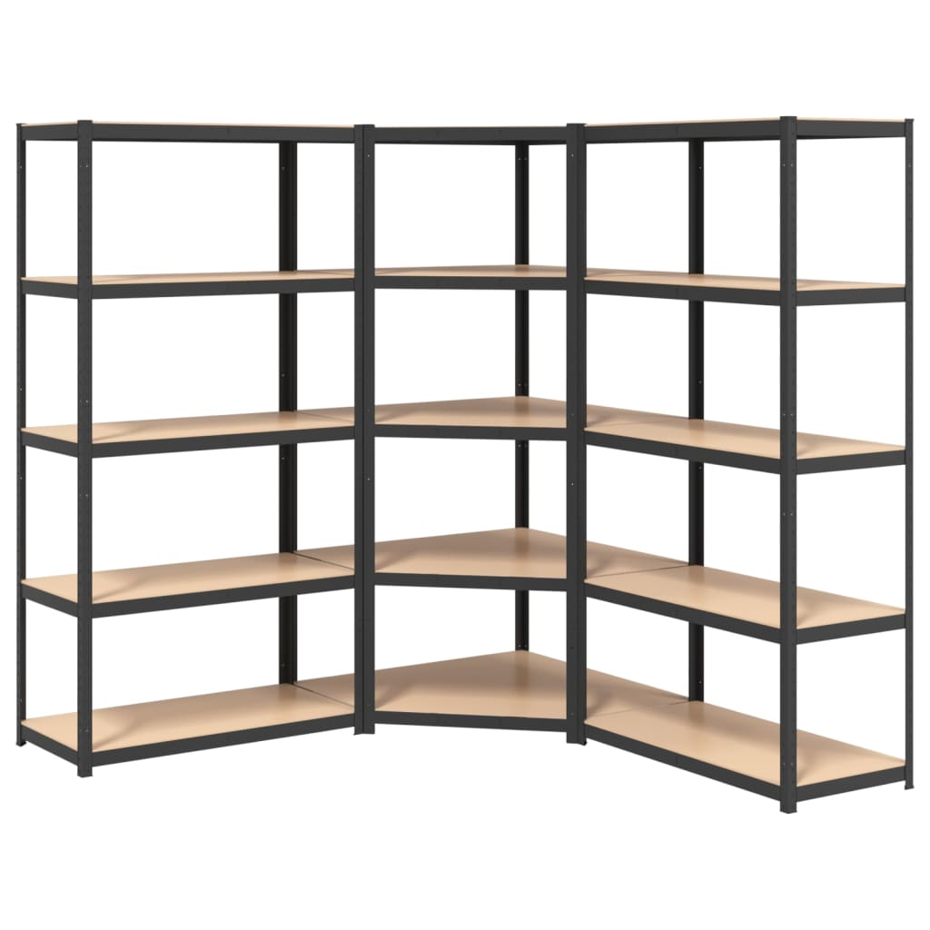 Racks de rangement Vidaxl 5 couches 3 st en acier en bois transformé en bois d'anthracite