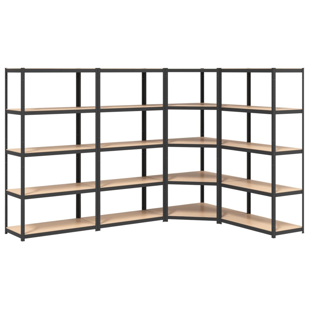 Racks de rangement Vidaxl 4 ST 5 couches en acier et couleur anthracite en bois transformé