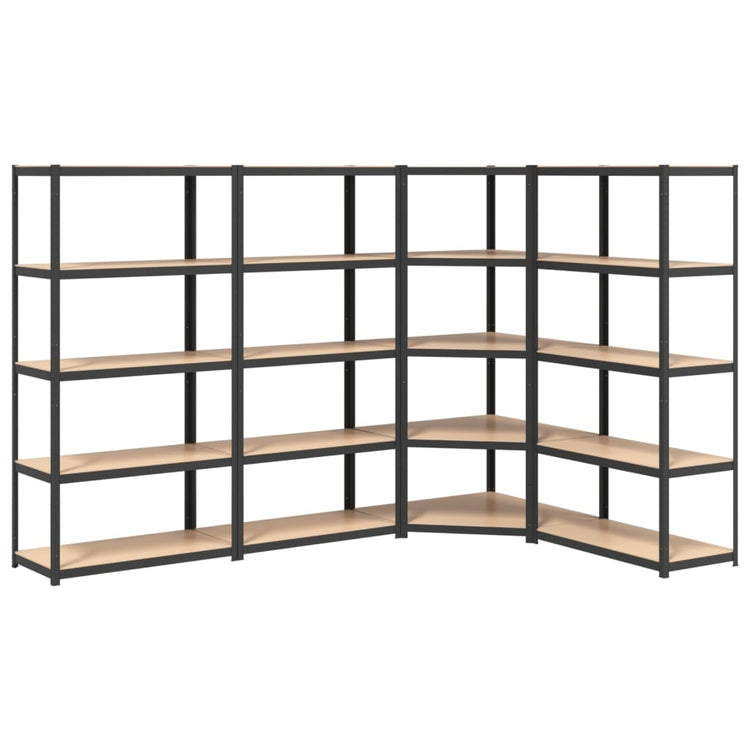 Racks de rangement Vidaxl 4 ST 5 couches en acier et couleur anthracite en bois transformé