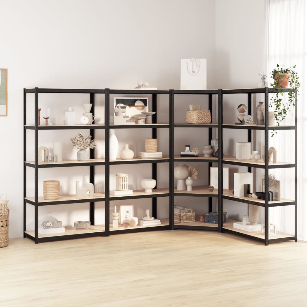 Racks de rangement Vidaxl 4 ST 5 couches en acier et couleur anthracite en bois transformé