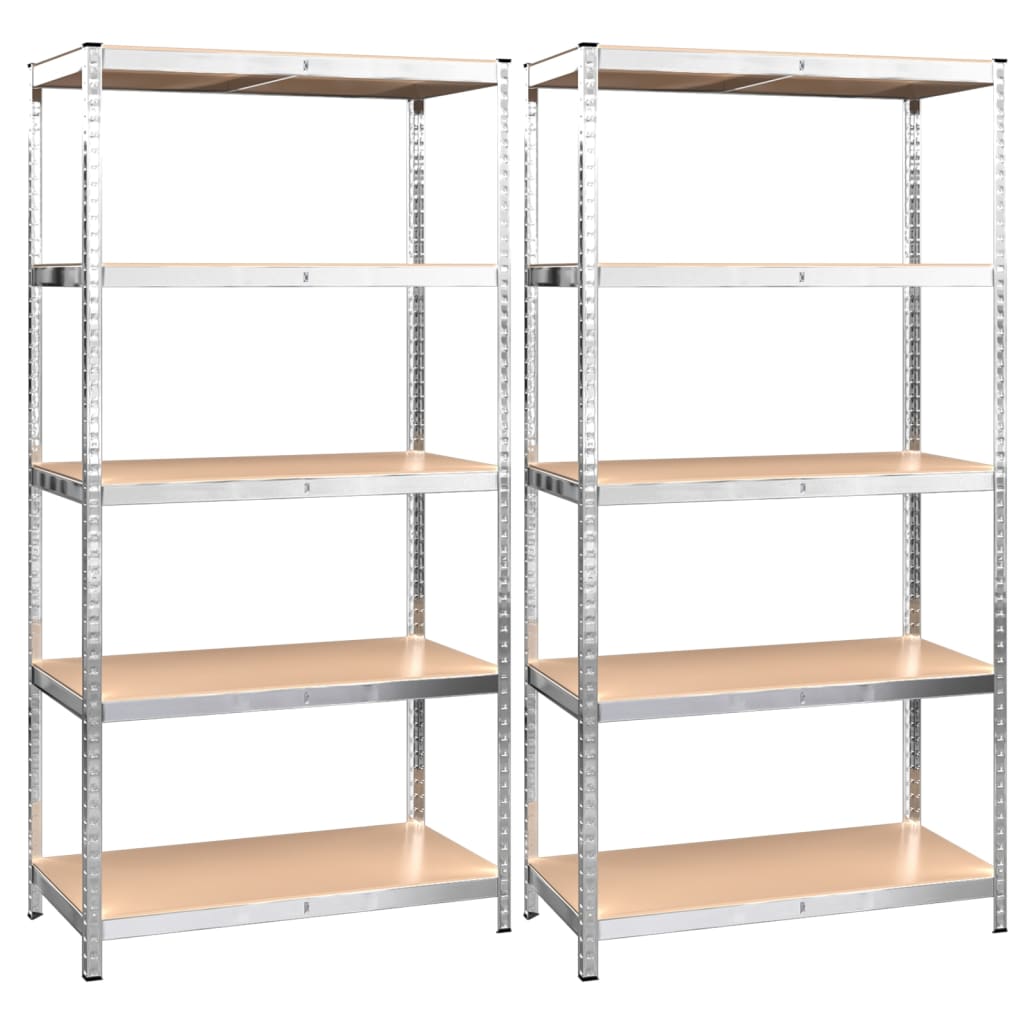 Rack de stockage Vidaxl 5 couches 2 st en acier et en bois transformé de couleur