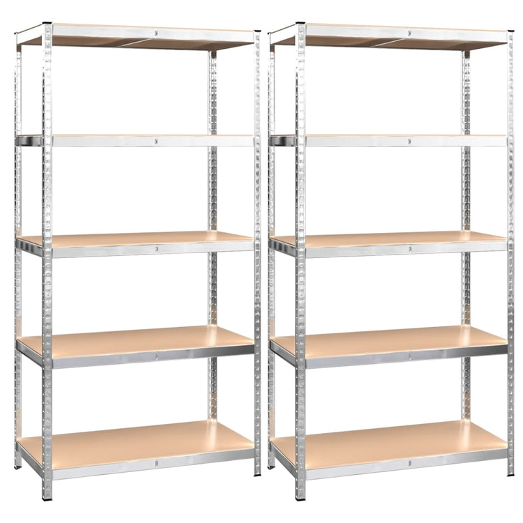 Rack de stockage Vidaxl 5 couches 2 st en acier et en bois transformé de couleur