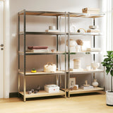 Rack de stockage Vidaxl 5 couches 2 st en acier et en bois transformé de couleur - afbeelding 1