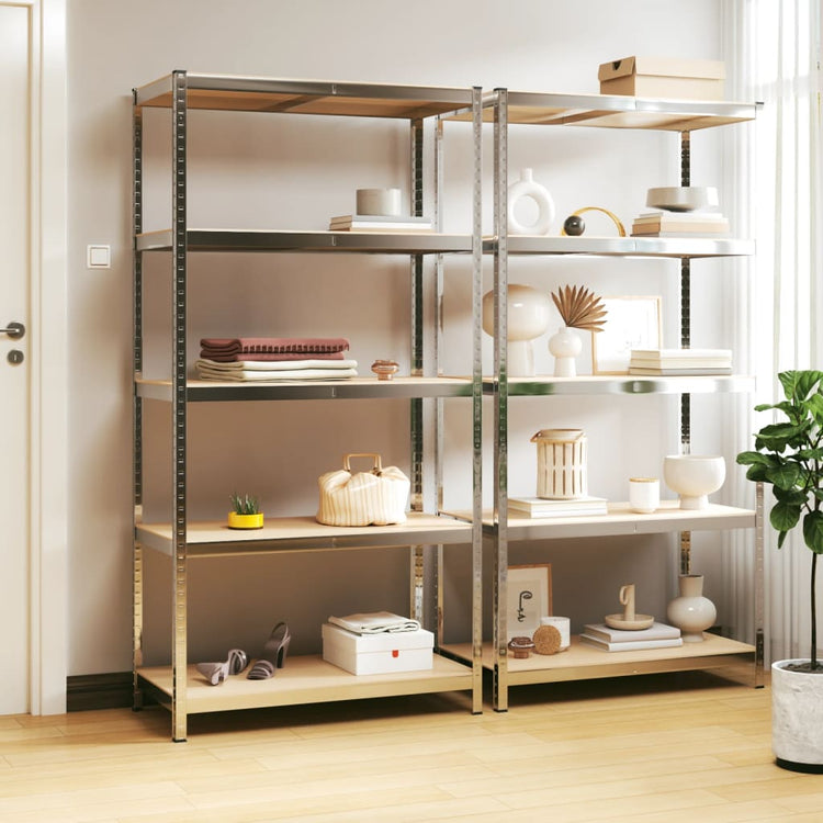 Rack de stockage Vidaxl 5 couches 2 st en acier et en bois transformé de couleur
