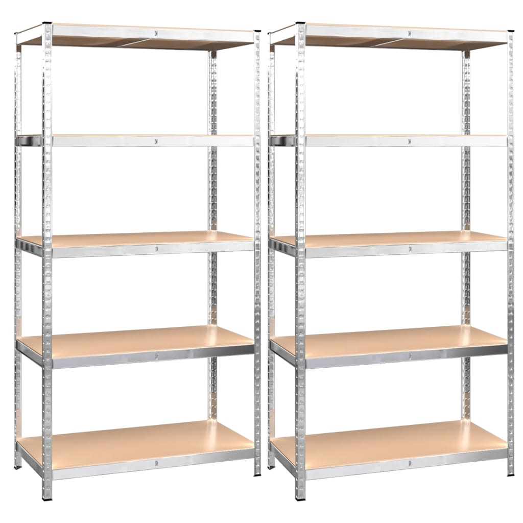 Rack de stockage Vidaxl 5 couches 2 st en acier et en bois transformé de couleur