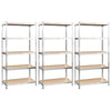 Rack de stockage Vidaxl 5 couches 3 st en acier et en argent en bois transformé de couleur