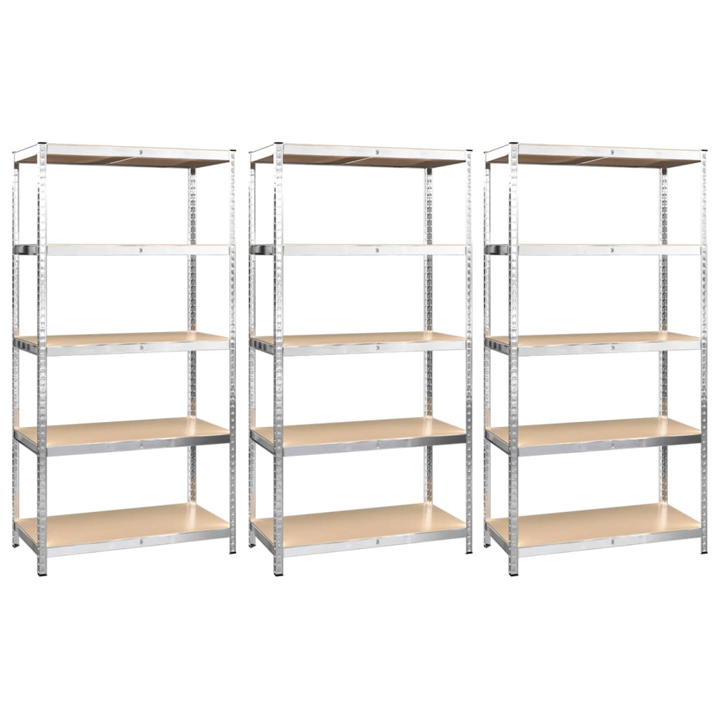 Rack de stockage Vidaxl 5 couches 3 st en acier et en argent en bois transformé de couleur