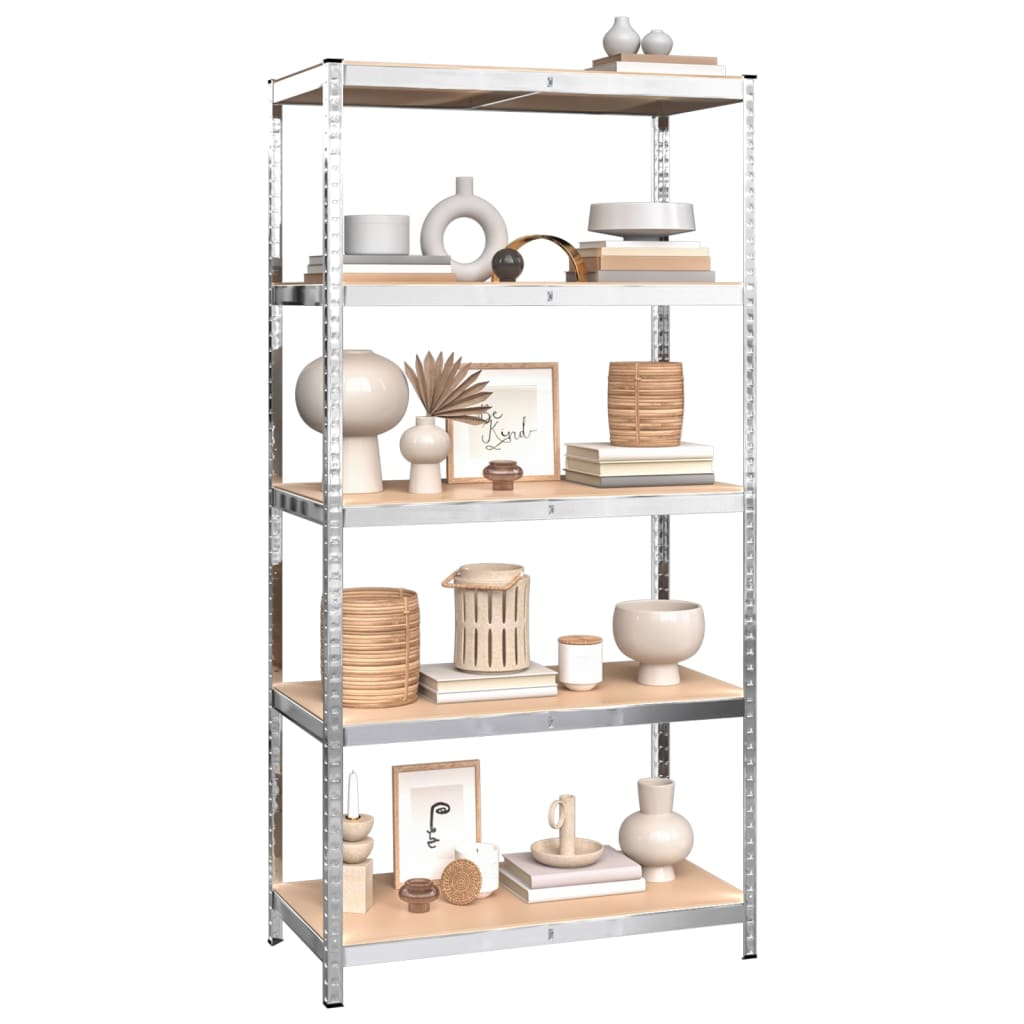 Rack de stockage Vidaxl 5 couches 3 st en acier et en argent en bois transformé de couleur
