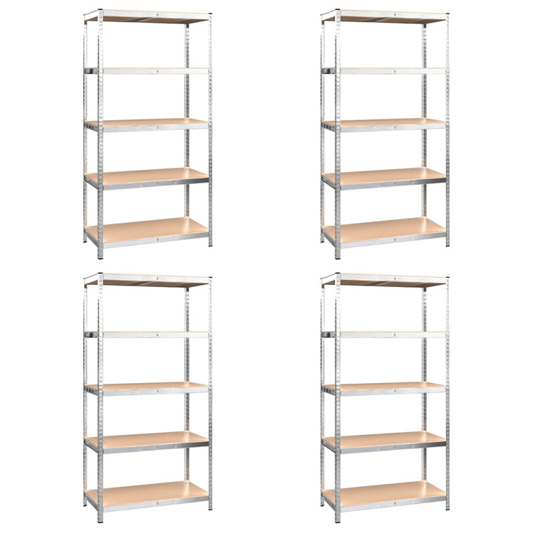Racks de rangement Vidaxl 5 couches 4 st en acier et argent en bois transformé de couleur