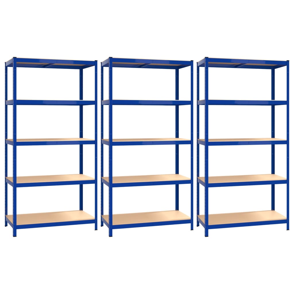 Racks de rangement Vidaxl 3 acier à 5 couches et bleu en bois transformé