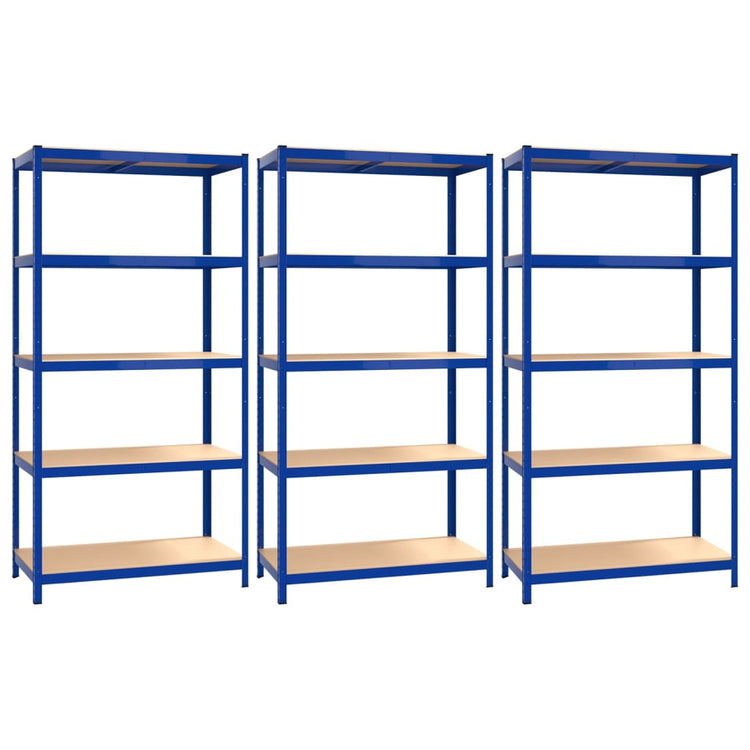 Racks de rangement Vidaxl 3 acier à 5 couches et bleu en bois transformé