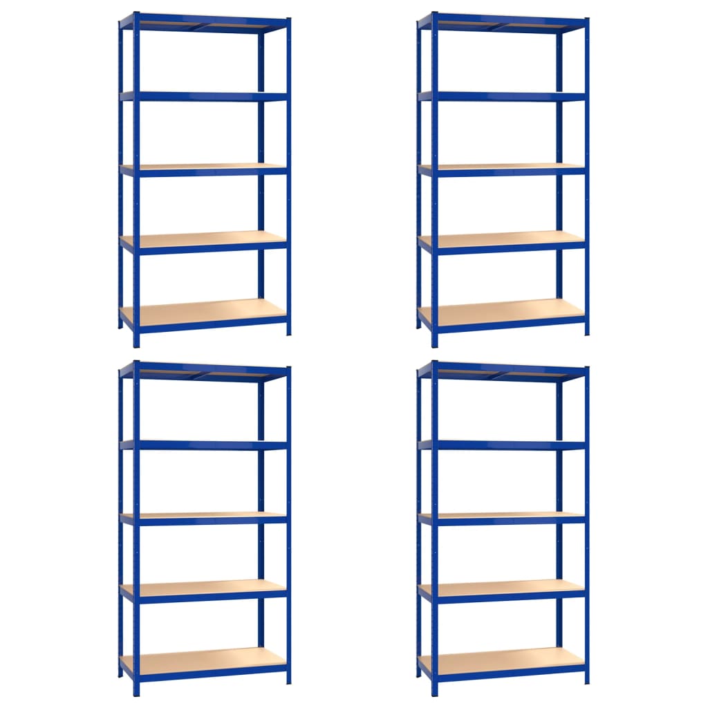 Vidaxl Rangement Rack 5 coureurs 4 ST en acier Bleu en bois
