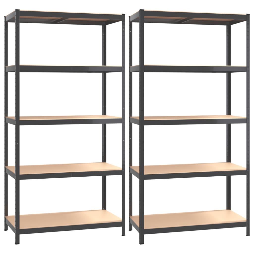 Racks de stockage Vidaxl 5 couches 2 st en acier en bois transformé en bois d'anthracite