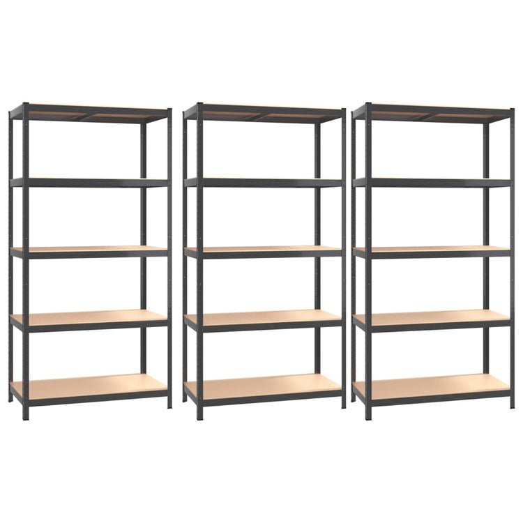 Racks de rangement Vidaxl 5 couches 3 st en acier en bois transformé en bois d'anthracite