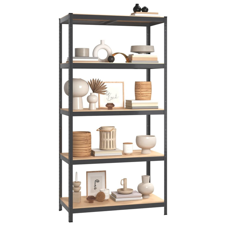 Racks de rangement Vidaxl 5 couches 3 st en acier en bois transformé en bois d'anthracite