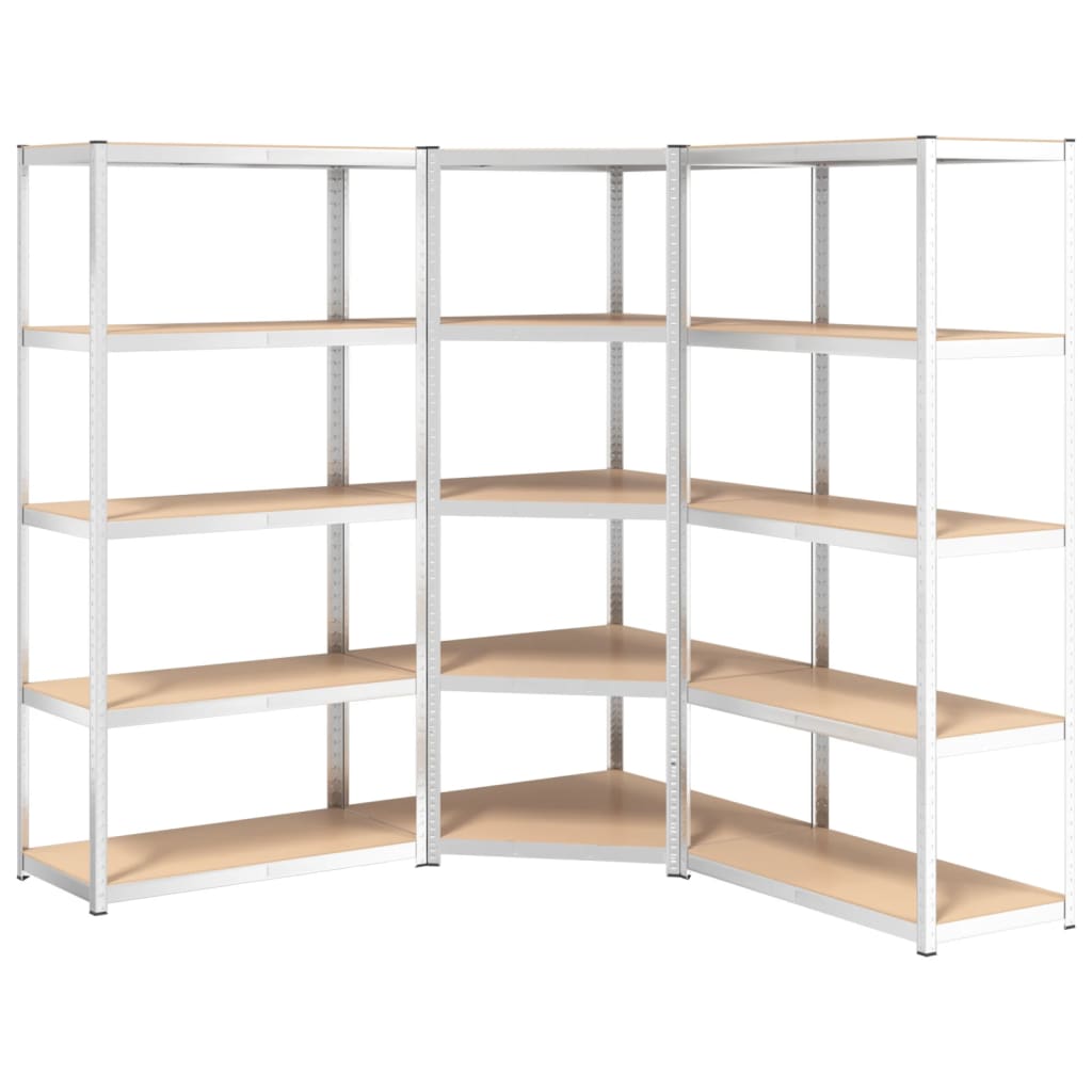 Rack de stockage Vidaxl 5 couches 3 st en acier et en argent en bois transformé de couleur