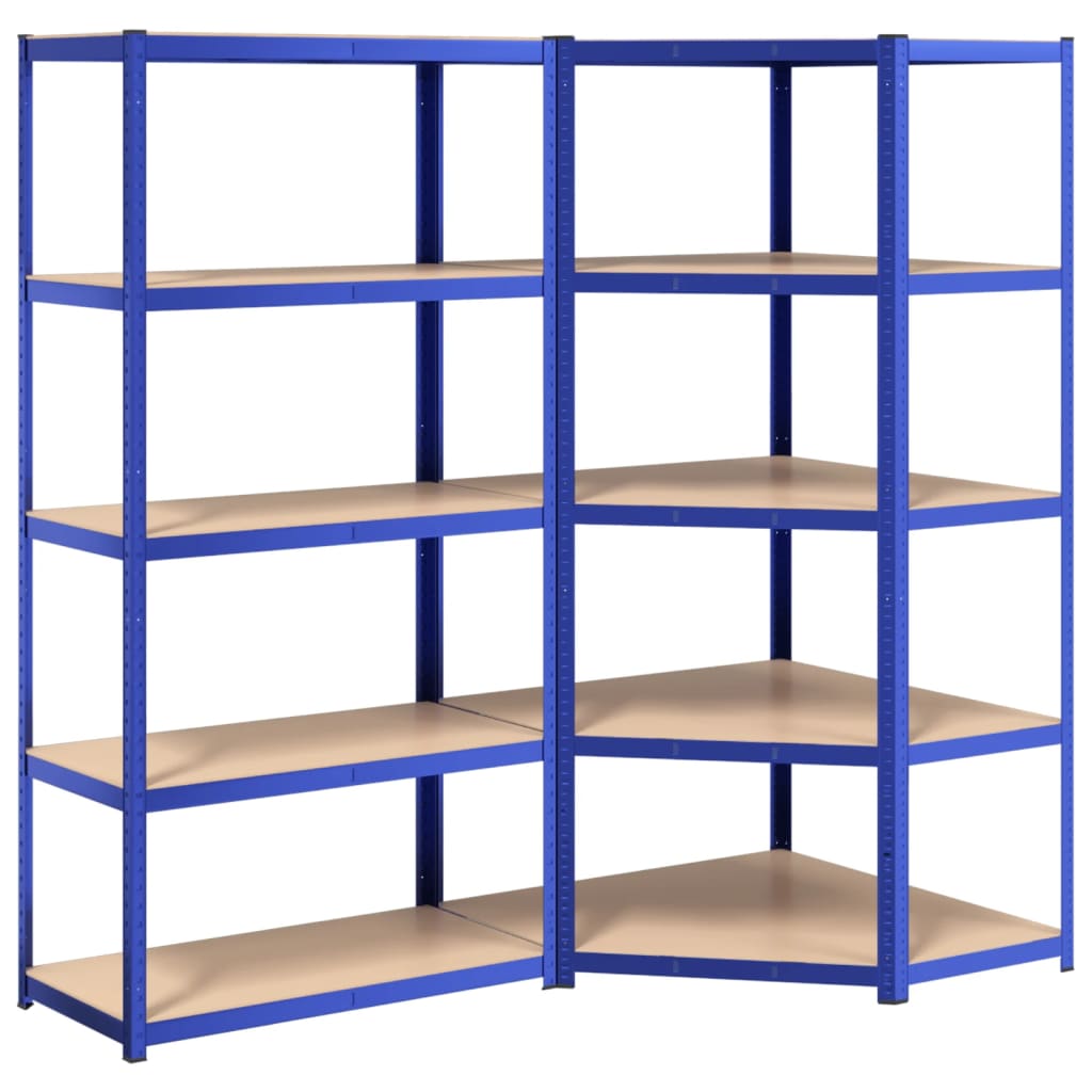 Vidaxl Storage Rack 5 coureurs 2 ST en acier Bleu en bois