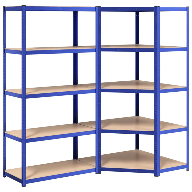 Vidaxl Storage Rack 5 coureurs 2 ST en acier Bleu en bois