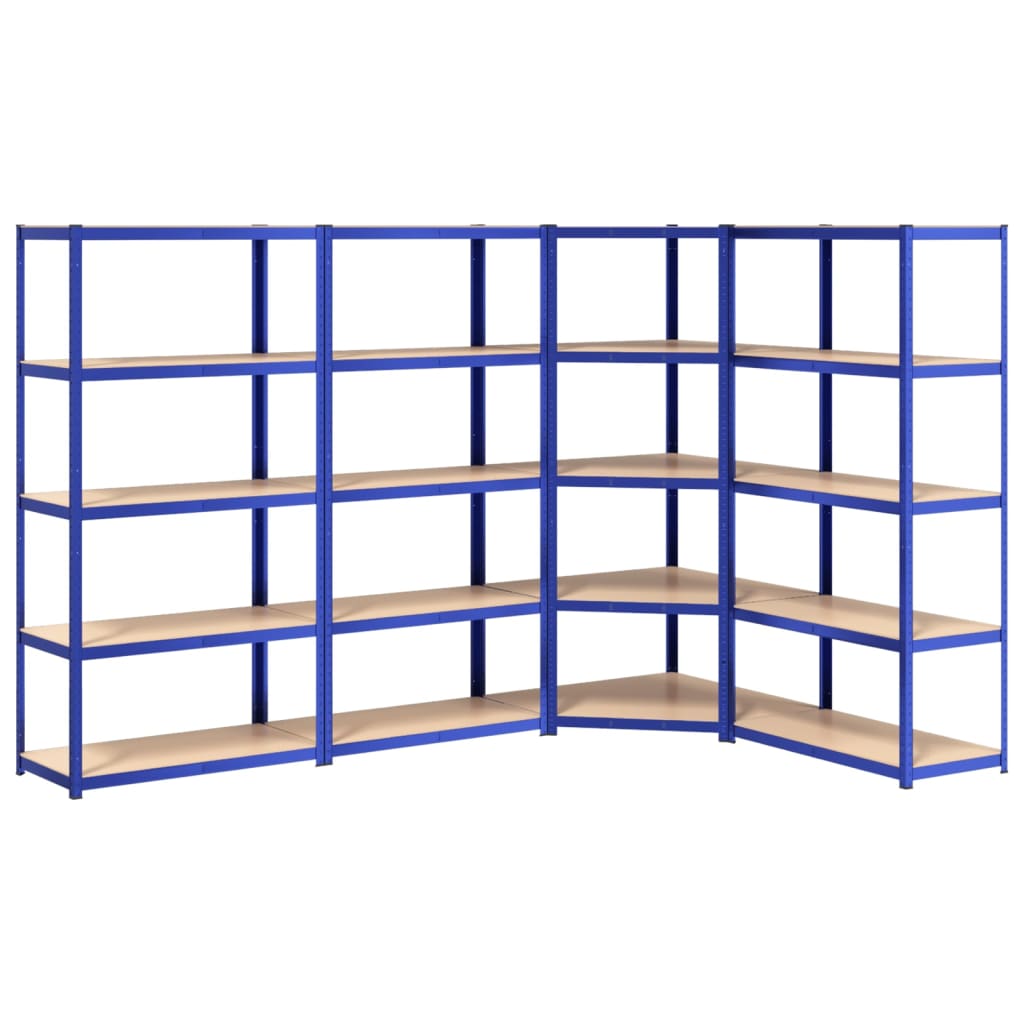Vidaxl Rangement Rack 5 coureurs 4 ST en acier Bleu en bois