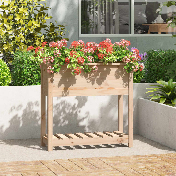 Planteur vidaxl avec étagère 82.5x34.5x81 cm Pine solide