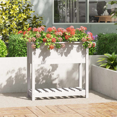 Planteur vidaxl avec étagère 82.5x34.5x81 cm en pin massif blanc